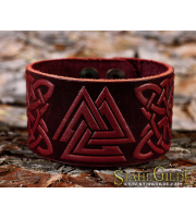  Leather Bracelet Cuff Wristband Valknut Celtic Knotwork  Vikings Nordic Talisman Amulet  Carving Leather 